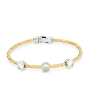 charriol stainless steel and 18k gold white topaz cable bracelet